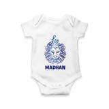 Leo Lion Zodiac Symbol Printed Romper - WHITE - New Born (Chest 14")