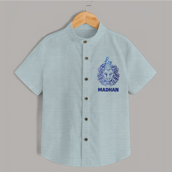 Leo Lion Zodiac Symbol Printed shirt - ARCTIC BLUE - 0 - 6 Months Old (Chest 23")