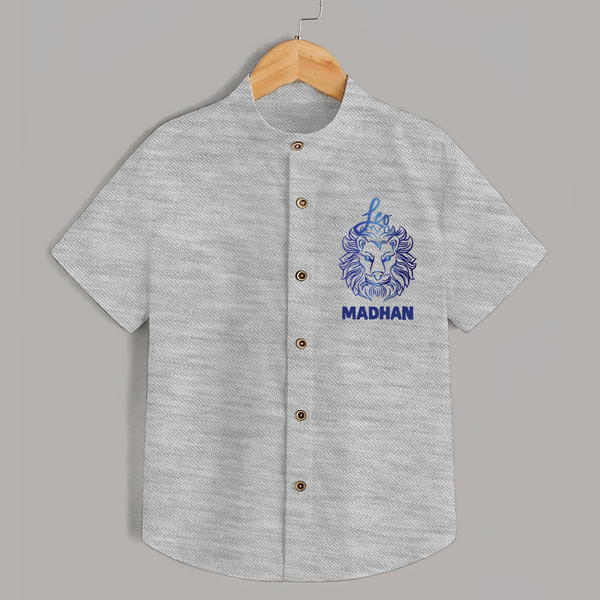 Leo Lion Zodiac Symbol Printed shirt - GREY - 0 - 6 Months Old (Chest 23")