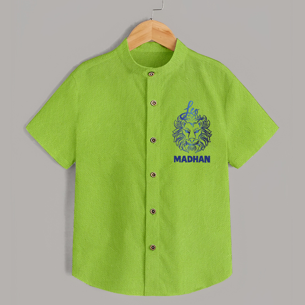 Leo Lion Zodiac Symbol Printed shirt - LIME GREEN - 0 - 6 Months Old (Chest 23")