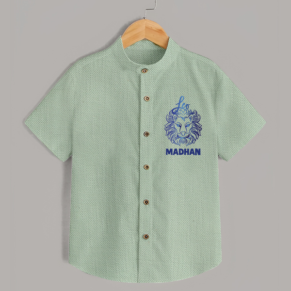 Leo Lion Zodiac Symbol Printed shirt - MINT GREEN - 0 - 6 Months Old (Chest 23")