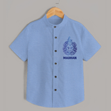 Leo Lion Zodiac Symbol Printed shirt - SKY BLUE - 0 - 6 Months Old (Chest 23")