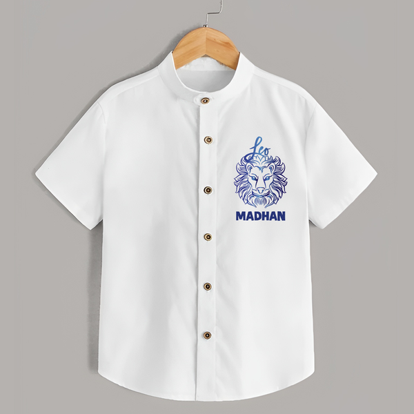 Leo Lion Zodiac Symbol Printed shirt - WHITE - 0 - 6 Months Old (Chest 23")