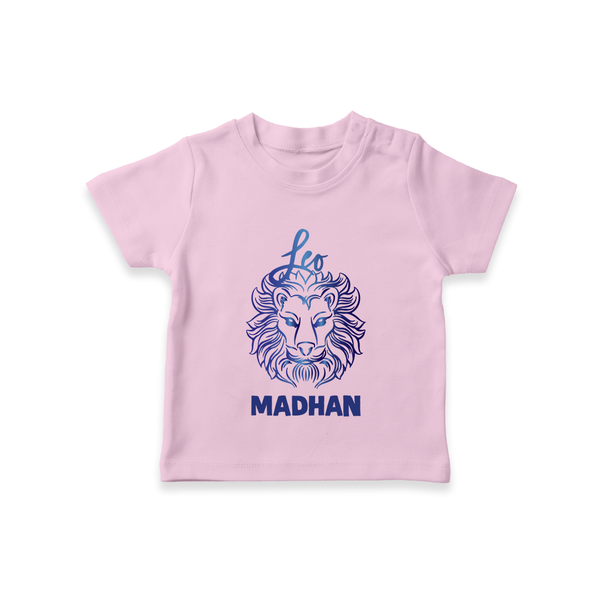 Leo Lion Zodiac Symbol Printed T shirt  - BABY PINK - 0-5 Months Old (Chest 17")