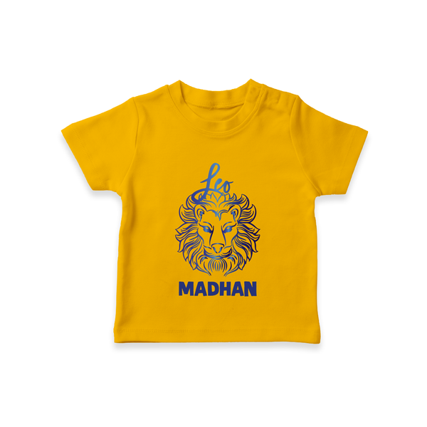 Leo Lion Zodiac Symbol Printed T shirt  - CHROME YELLOW - 0-5 Months Old (Chest 17")