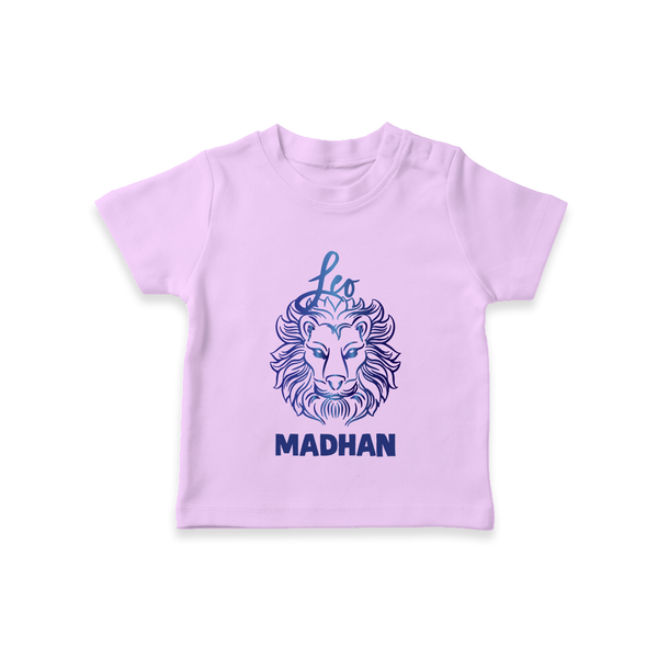 Leo Lion Zodiac Symbol Printed T shirt  - LILAC - 0-5 Months Old (Chest 17")