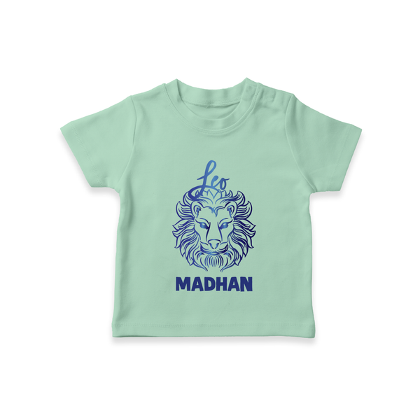 Leo Lion Zodiac Symbol Printed T shirt  - MINT GREEN - 0-5 Months Old (Chest 17")