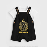 Leo Lion Zodiac Symbol Printed Dungaree - BLACK - 0 - 5 Months Old (Chest 18")