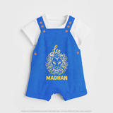 Leo Lion Zodiac Symbol Printed Dungaree - COBALT BLUE - 0 - 5 Months Old (Chest 18")