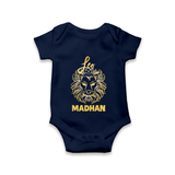 Leo Lion Zodiac Symbol Printed Romper - NAVY BLUE - New Born (Chest 14")
