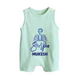 Scorpio Zodiac Scorpion Symbol Printed Button Romper - MINT GREEN - New Born (Chest 18")