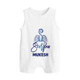 Scorpio Zodiac Scorpion Symbol Printed Button Romper - WHITE - New Born (Chest 18")