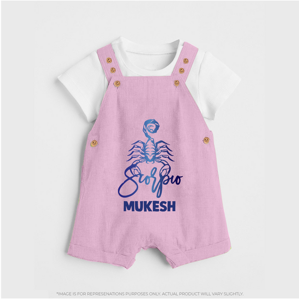 Scorpio Zodiac Scorpion Symbol Printed Dungaree - BABY PINK - 0 - 5 Months Old (Chest 18")