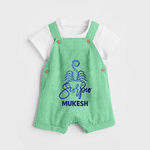 Scorpio Zodiac Scorpion Symbol Printed Dungaree - GREEN - 0 - 5 Months Old (Chest 18")