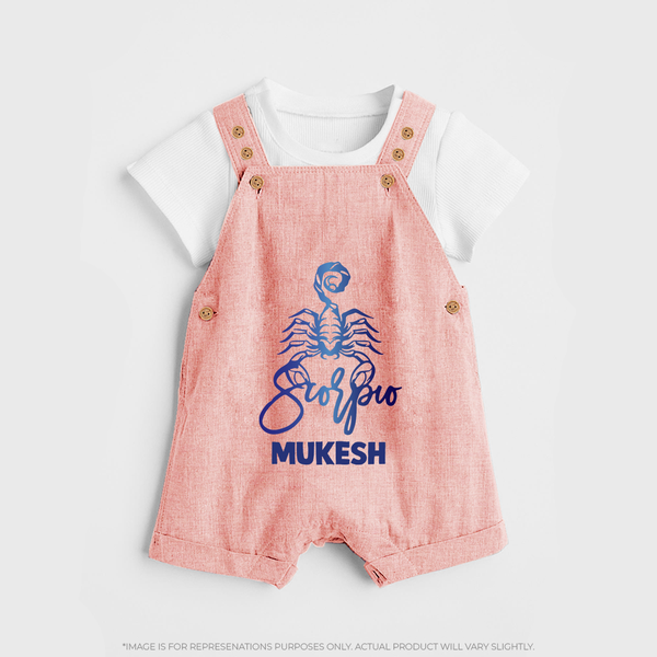 Scorpio Zodiac Scorpion Symbol Printed Dungaree - PEACH - 0 - 5 Months Old (Chest 18")