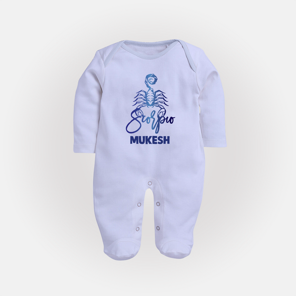 Scorpio Zodiac Scorpion Symbol PrintedFullbody Suit - BABY BLUE - New Born (Chest 7.5")