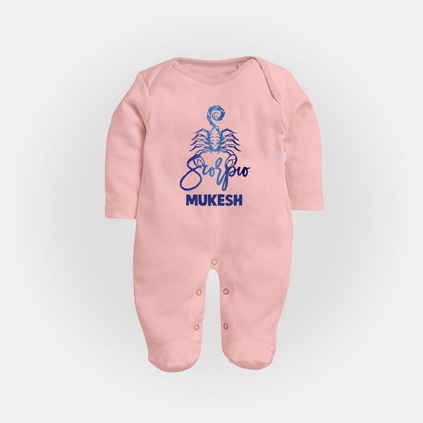 Scorpio Zodiac Scorpion Symbol PrintedFullbody Suit - BABY PINK - New Born (Chest 7.5")