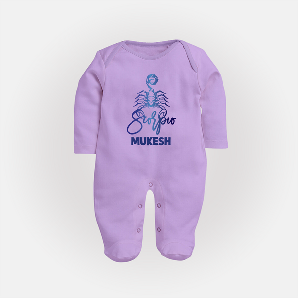 Scorpio Zodiac Scorpion Symbol PrintedFullbody Suit - LILAC - New Born (Chest 7.5")