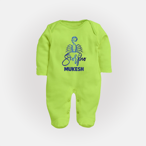 Scorpio Zodiac Scorpion Symbol PrintedFullbody Suit - LIME GREEN - New Born (Chest 7.5")