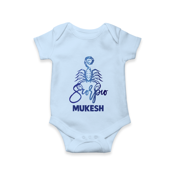 Scorpio Zodiac Scorpion Symbol Printed Romper - BABY BLUE - New Born (Chest 14")