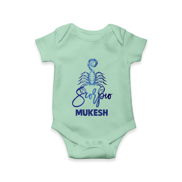 Scorpio Zodiac Scorpion Symbol Printed Romper - MINT GREEN - New Born (Chest 14")