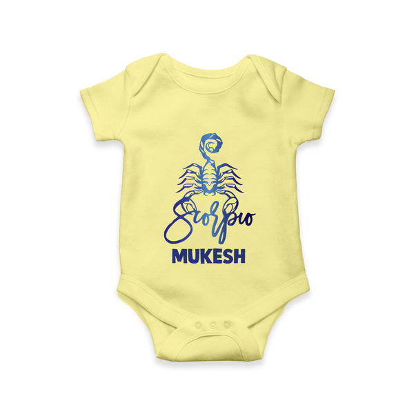 Scorpio Zodiac Scorpion Symbol Printed Romper - PASTEL YELLOW - New Born (Chest 14")