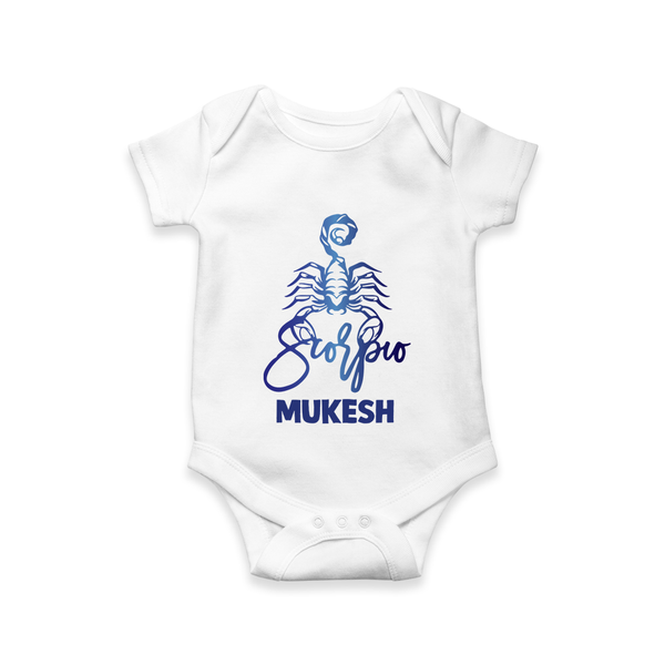 Scorpio Zodiac Scorpion Symbol Printed Romper - WHITE - New Born (Chest 14")