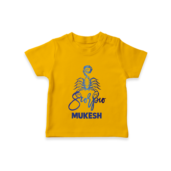 Scorpio Zodiac Scorpion Symbol Printed T shirt  - CHROME YELLOW - 0-5 Months Old (Chest 17")
