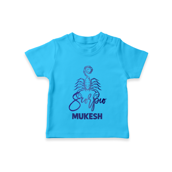 Scorpio Zodiac Scorpion Symbol Printed T shirt  - SKY BLUE - 0-5 Months Old (Chest 17")