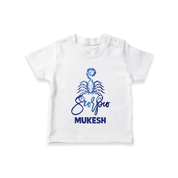 Scorpio Zodiac Scorpion Symbol Printed T shirt  - WHITE - 0-5 Months Old (Chest 17")