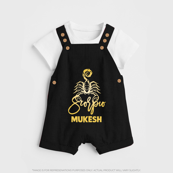 Scorpio Zodiac Scorpion Symbol Printed Dungaree - BLACK - 0 - 5 Months Old (Chest 18")