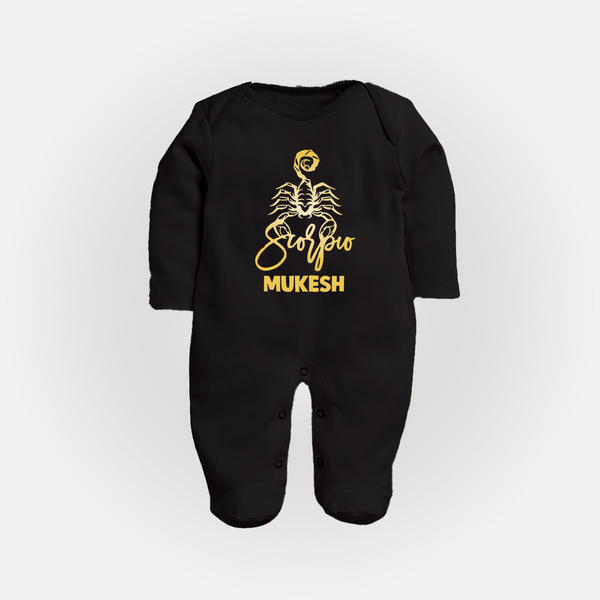 Scorpio Zodiac Scorpion Symbol PrintedFullbody Suit - BLACK - New Born (Chest 7.5")