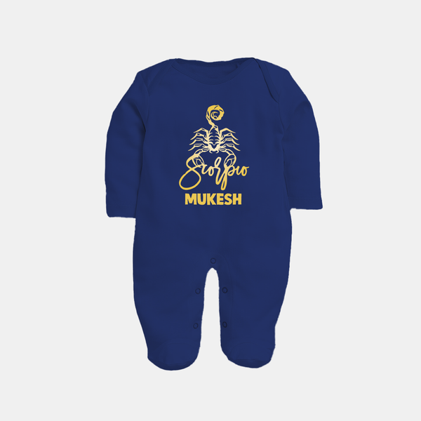 Scorpio Zodiac Scorpion Symbol PrintedFullbody Suit - NAVY BLUE - New Born (Chest 7.5")