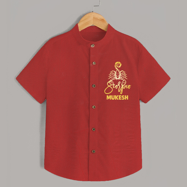 Scorpio Zodiac Scorpion Symbol Printed shirt - RED - 0 - 6 Months Old (Chest 23")