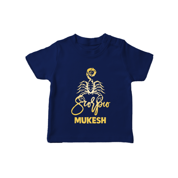 Scorpio Zodiac Scorpion Symbol Printed T shirt  - NAVY BLUE - 0-5 Months Old (Chest 17")