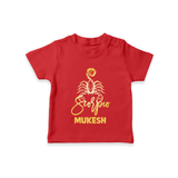 Scorpio Zodiac Scorpion Symbol Printed T shirt  - RED - 0-5 Months Old (Chest 17")