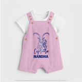 Capricorn Zodiac Goat Symbol Printed Dungaree - BABY PINK - 0 - 5 Months Old (Chest 18")