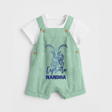 Capricorn Zodiac Goat Symbol Printed Dungaree - MINT GREEN - 0 - 5 Months Old (Chest 18")