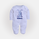 Capricorn Zodiac Goat Symbol PrintedFullbody Suit - BABY BLUE - New Born (Chest 7.5")