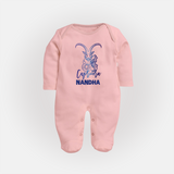 Capricorn Zodiac Goat Symbol PrintedFullbody Suit - BABY PINK - New Born (Chest 7.5")