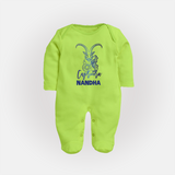 Capricorn Zodiac Goat Symbol PrintedFullbody Suit - LIME GREEN - New Born (Chest 7.5")