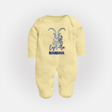 Capricorn Zodiac Goat Symbol PrintedFullbody Suit - PASTEL YELLOW - New Born (Chest 7.5")