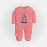 Capricorn Zodiac Goat Symbol PrintedFullbody Suit - PEACH - New Born (Chest 7.5")