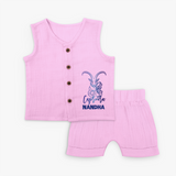 Capricorn Zodiac Goat Symbol Printed Jabla Set - BABY PINK - 0 - 3 Months Old (Chest 9.8")