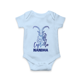 Capricorn Zodiac Goat Symbol Printed Romper - BABY BLUE - New Born (Chest 14")