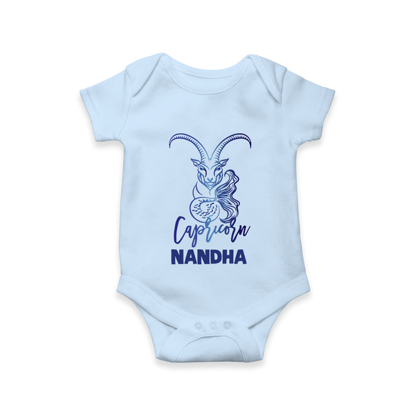 Capricorn Zodiac Goat Symbol Printed Romper - BABY BLUE - New Born (Chest 14")