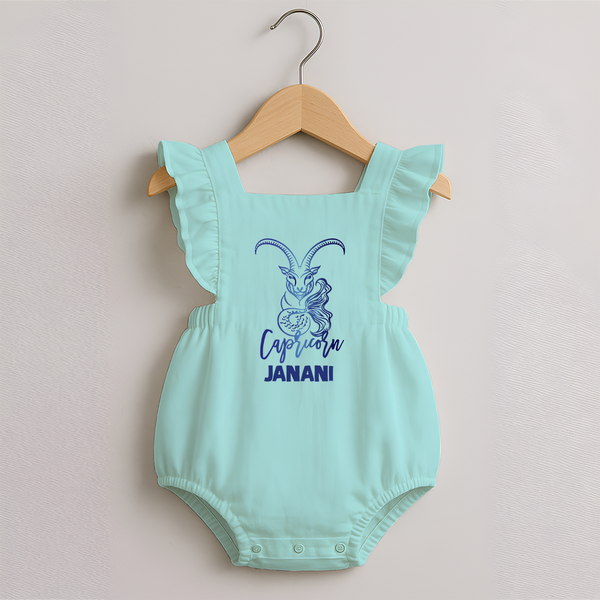 Capricorn Zodiac Goat Symbol Printed Romper Frock - MINT GREEN - 0 - 3 Months Old (Chest 19")