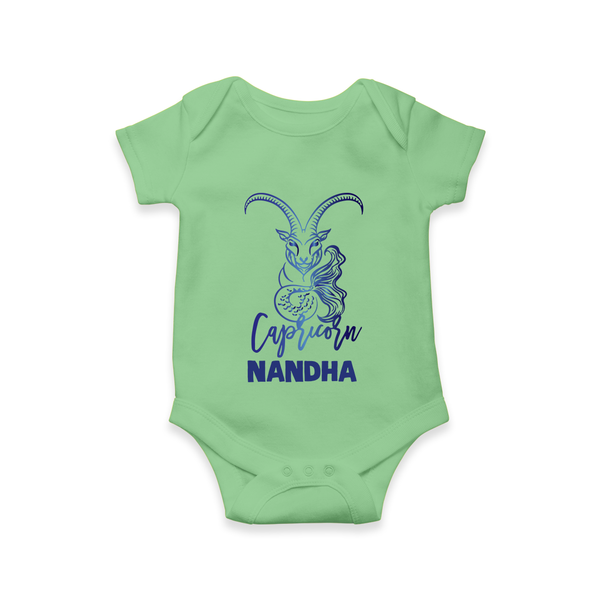 Capricorn Zodiac Goat Symbol Printed Romper - GREEN - New Born (Chest 14")