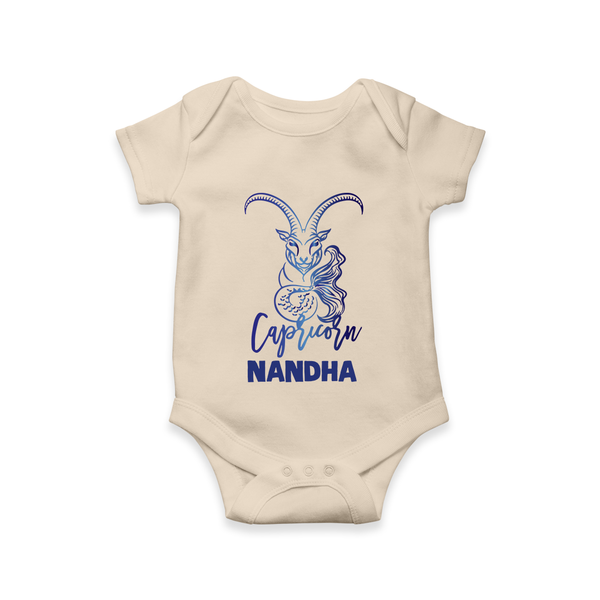 Capricorn Zodiac Goat Symbol Printed Romper - IVORY - New Born (Chest 14")