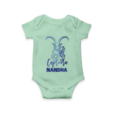 Capricorn Zodiac Goat Symbol Printed Romper - MINT GREEN - New Born (Chest 14")